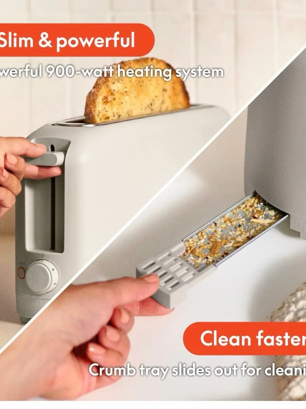 Bella Long Slot 2-Slice Toaster in color Oatmilk as shown. With cover.